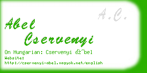 abel cservenyi business card